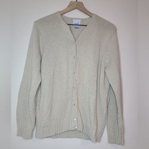 Vintage Leon Levin Hand Loomed cream cardigan large